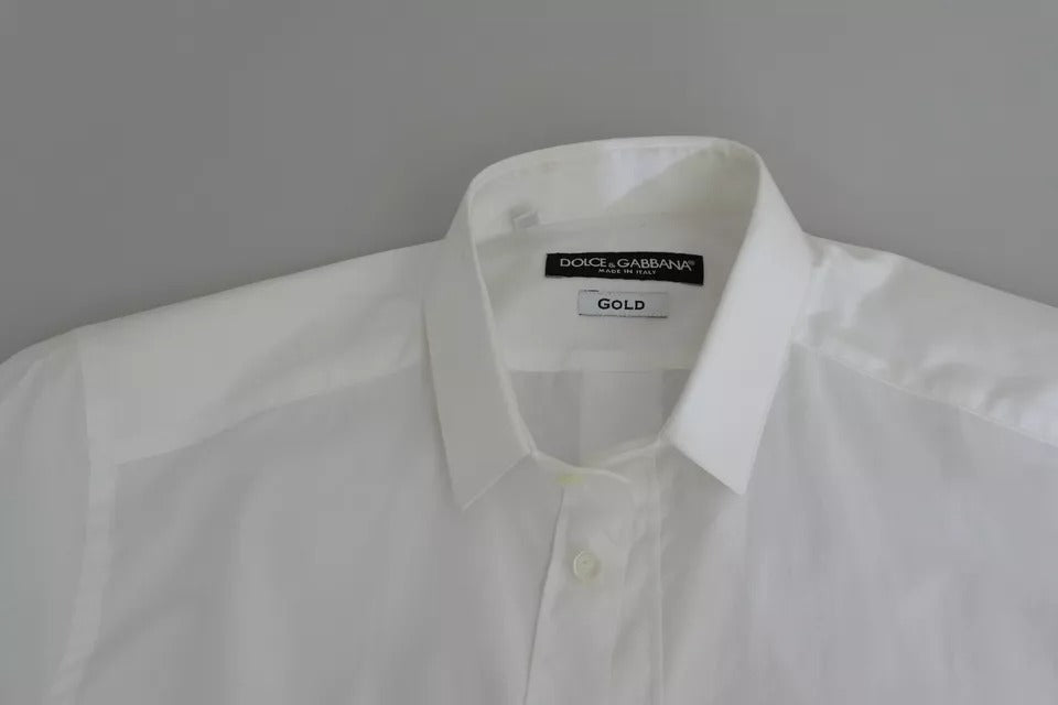 Dolce & Gabbana White Cotton Top GOLD Shirt
